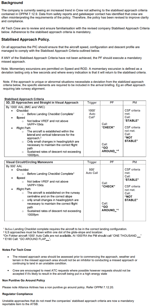 Alliance Airlines Operations notice 25-038