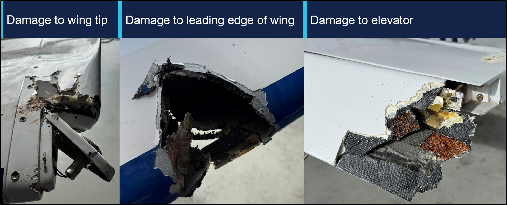 Picture of damage to the aircraft post-occurrence. 
