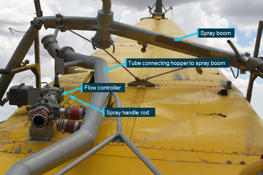 Air Tractor dispersal system underneath the aircraft.