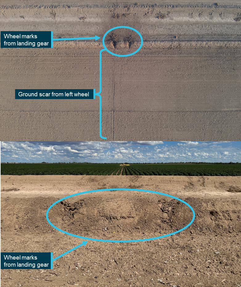 Images of the wheel marks in the irrigation levee.