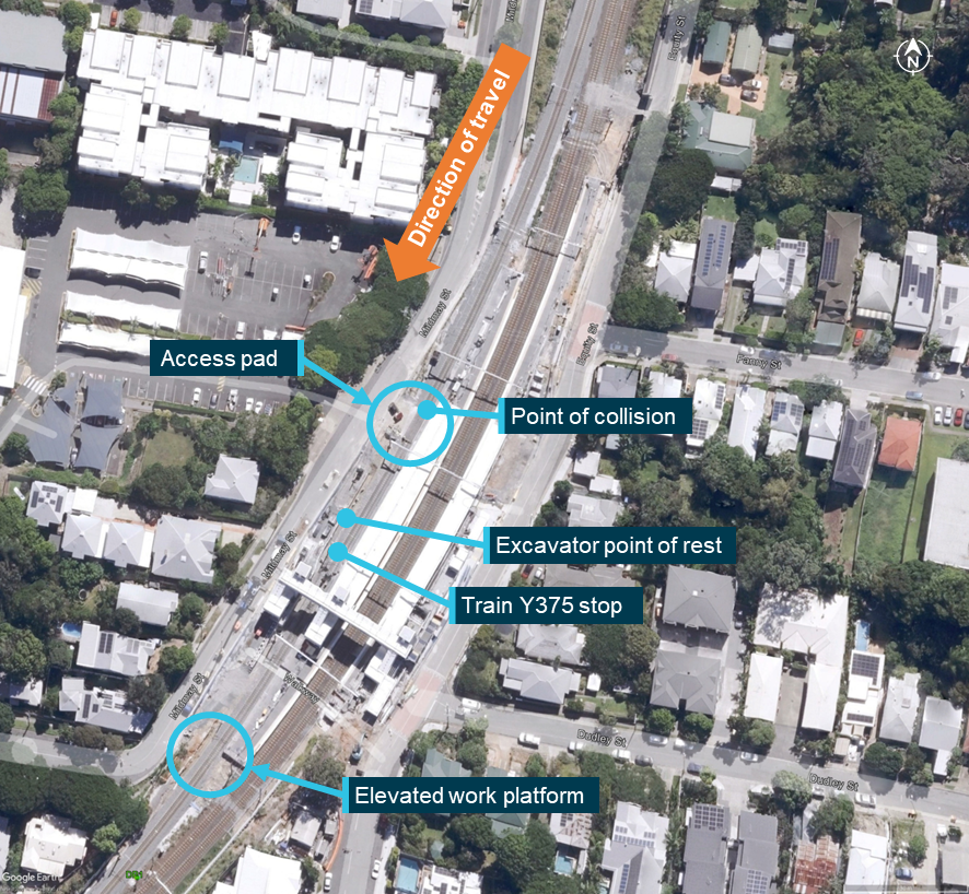  Figure&nbsp;4: Collision site at Fairfield station