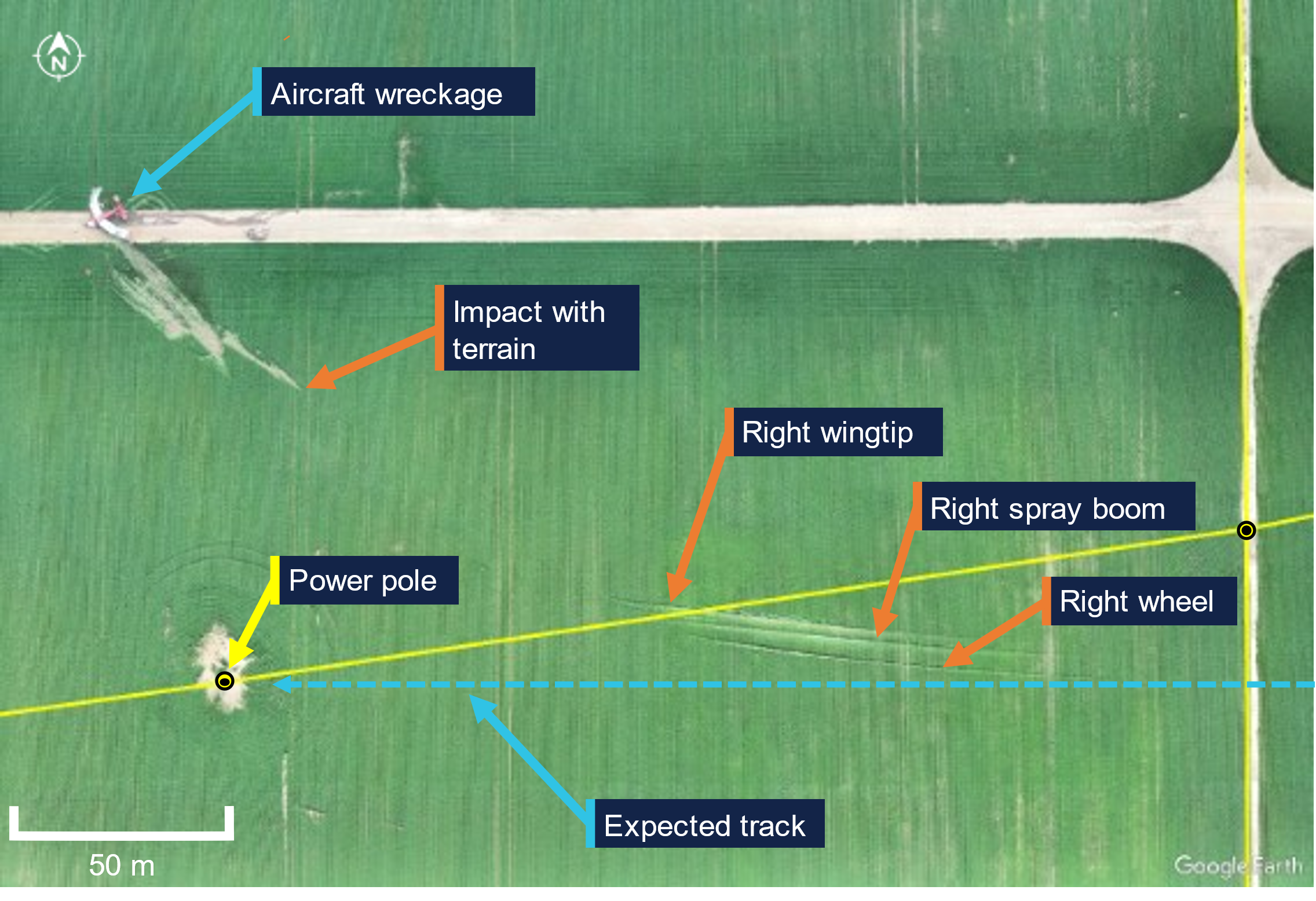 Figure 5: Crop witness marks at the accident site 
