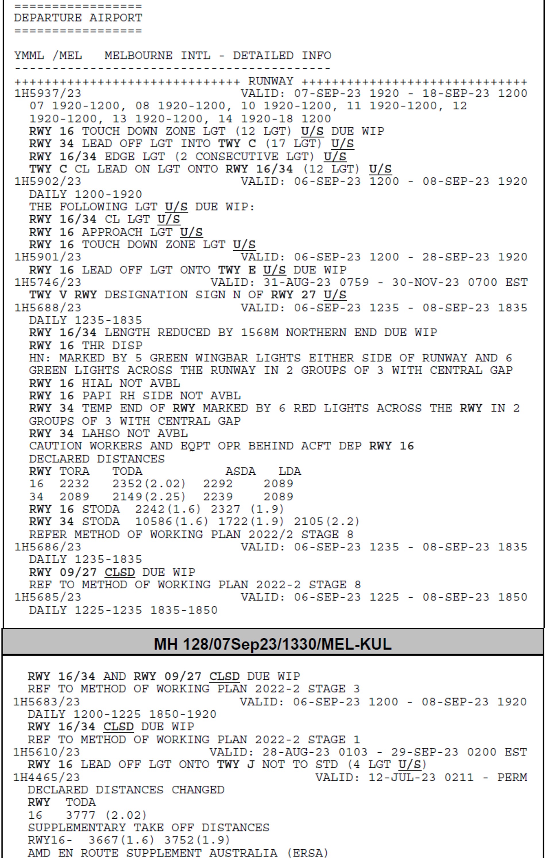MAB departure runway NOTAMs (complete)