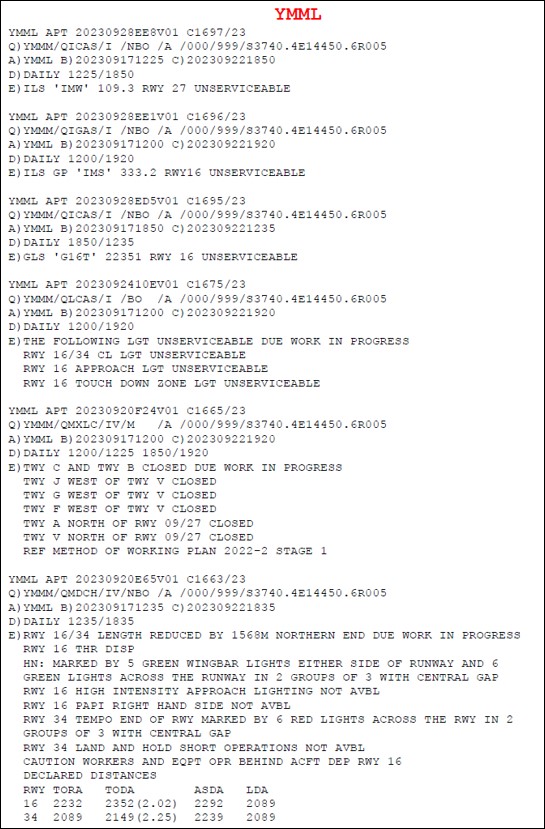 BAV airport NOTAMs (page 1 of 3)