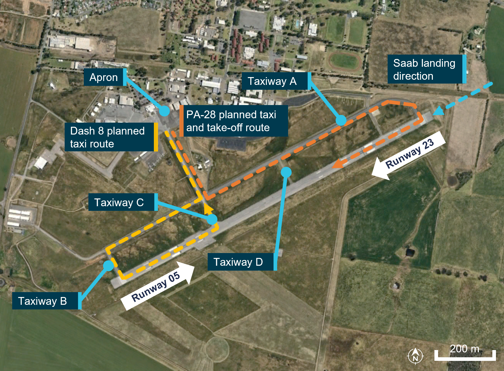Intended taxi routes for aircraft