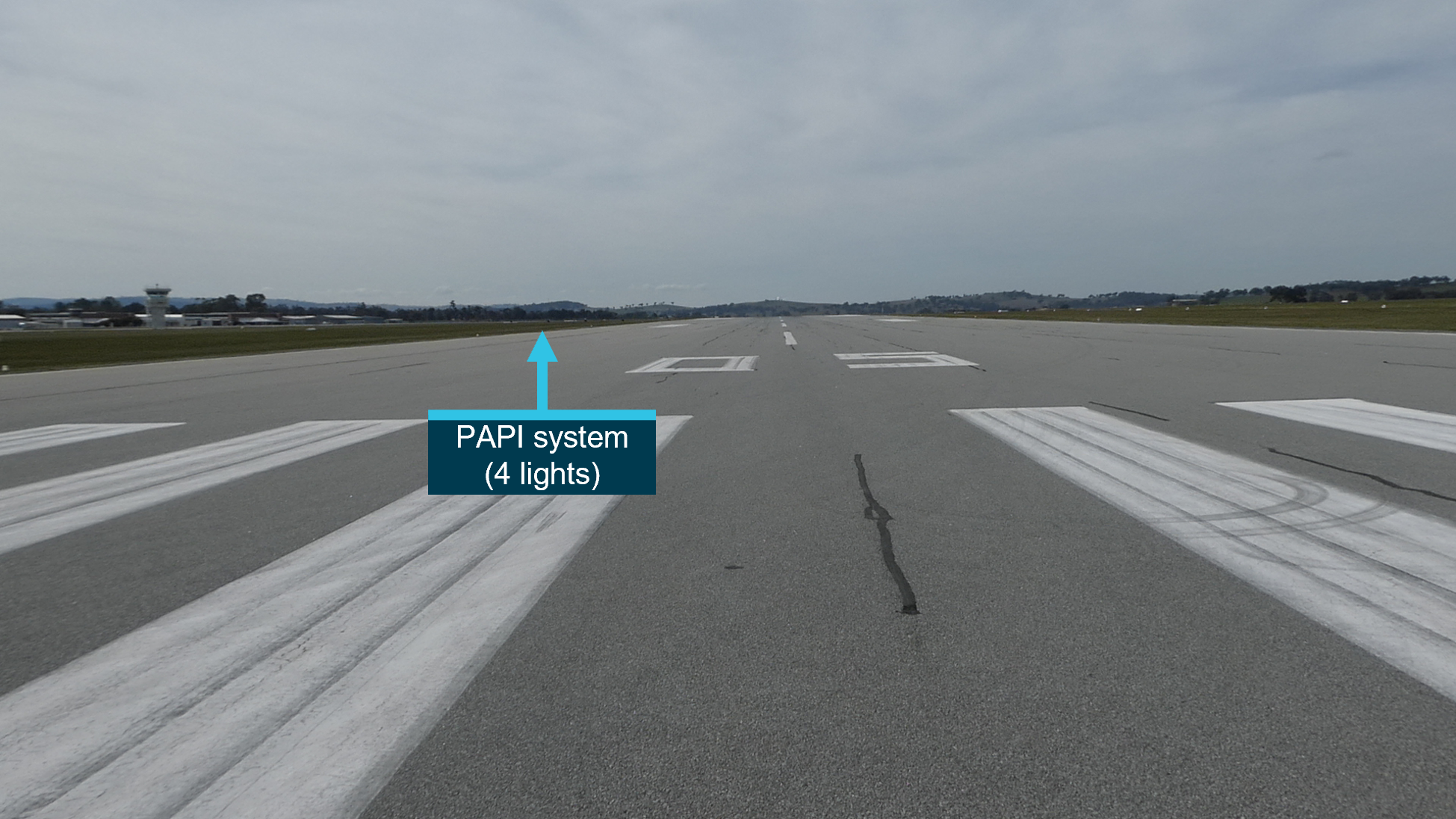 Picture showing location of PAPI light from the threshold of runway 05. 