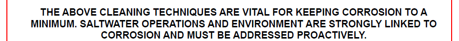 Text from Wipaire manual - warning to ensure corrosion from saltwater operations was kept to a minimum: