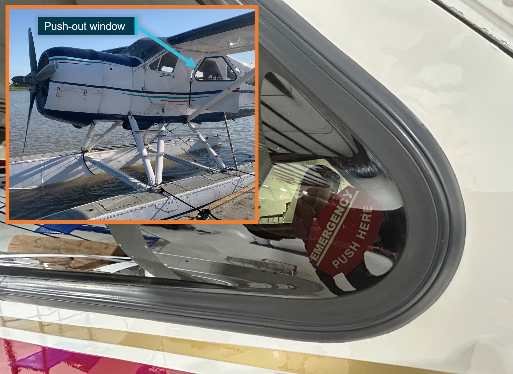 Example of a push-out window installed in a DHC-2