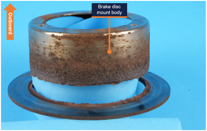 Brake disc as received at the ATSB’s technical facility.