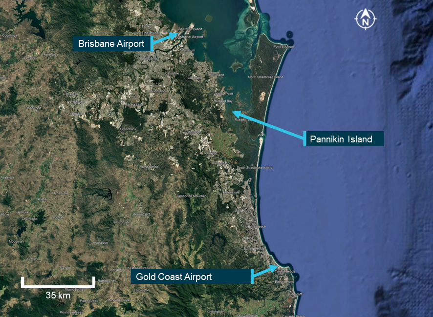 Map showing location of weather stations and Pannikin Island