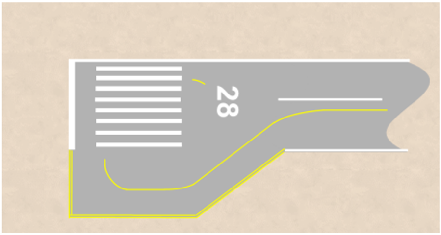 Part 139 MOS Figure 8.33(1) showing turn pad marking (yellow)