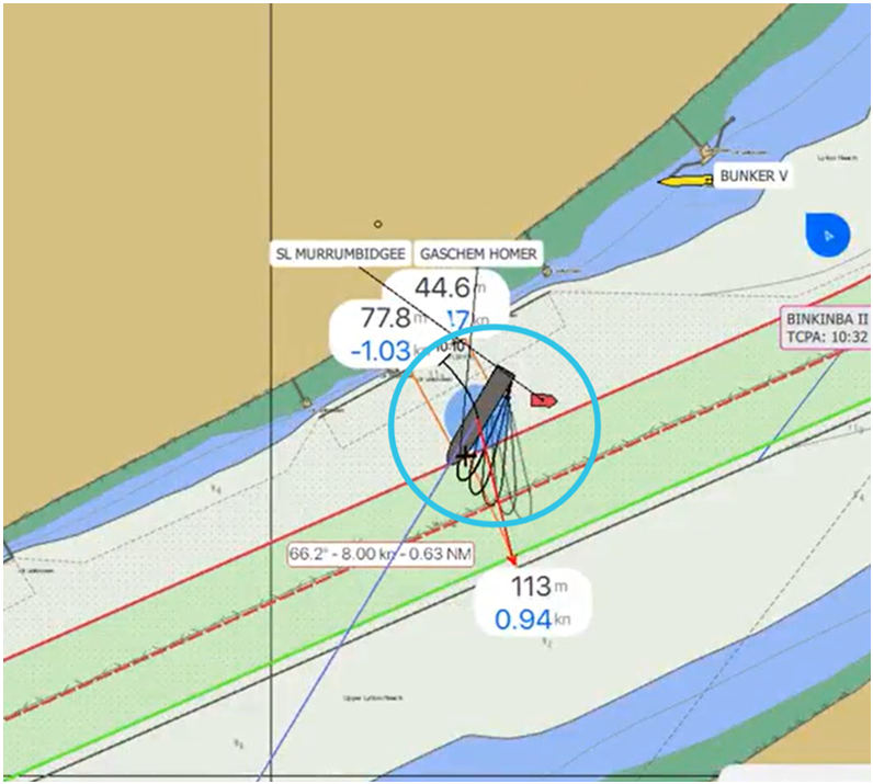 A chart showing Gaschem Homer's position at the time of the blackout.