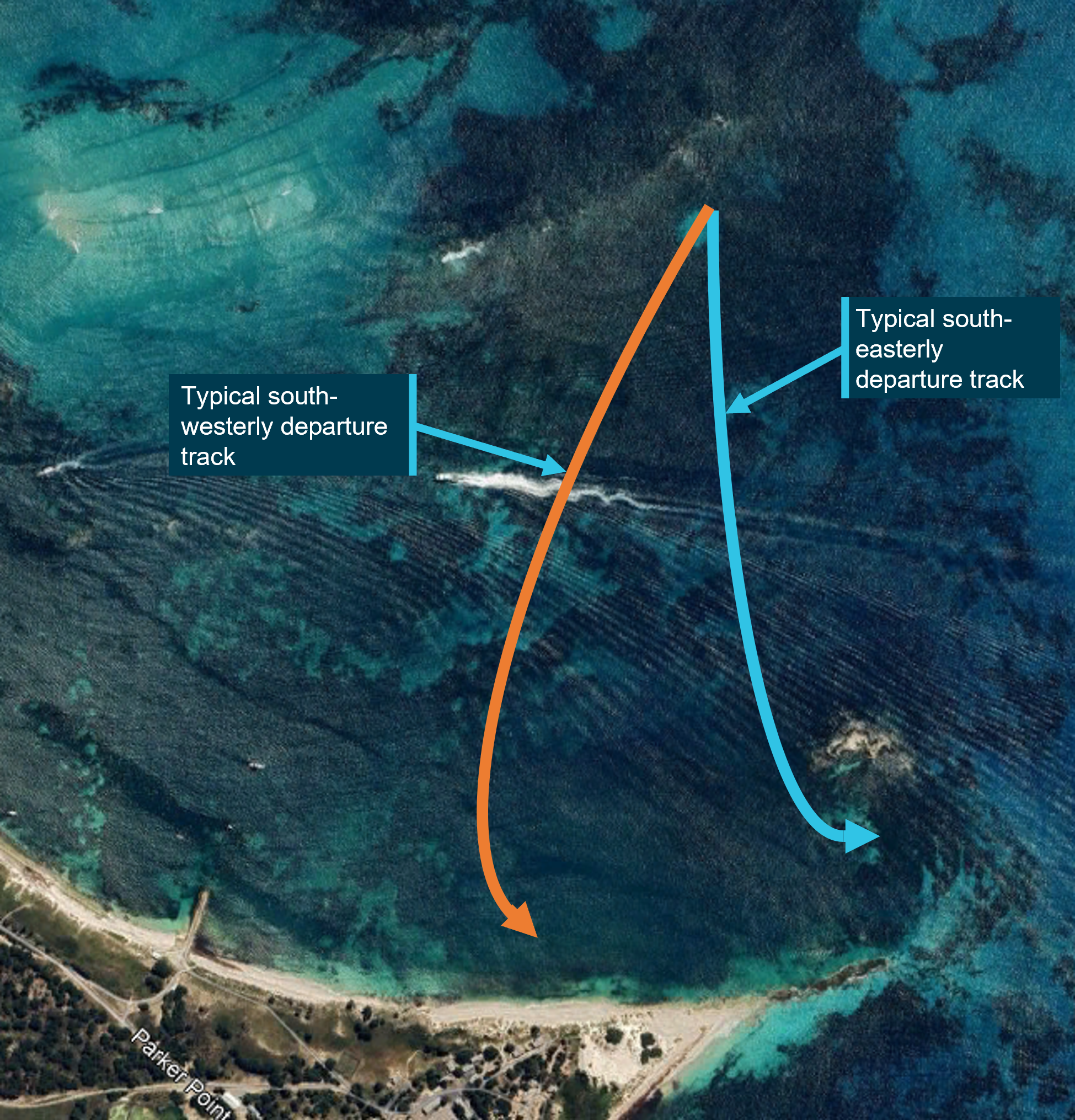 Typical tracks recorded for take-offs from Thomson Bay in VH-UOZ