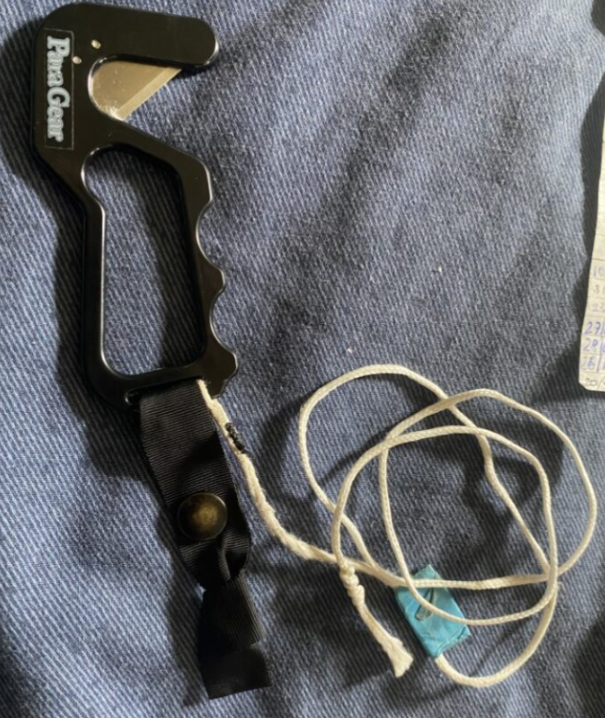 Photo of the hook knife and lanyard