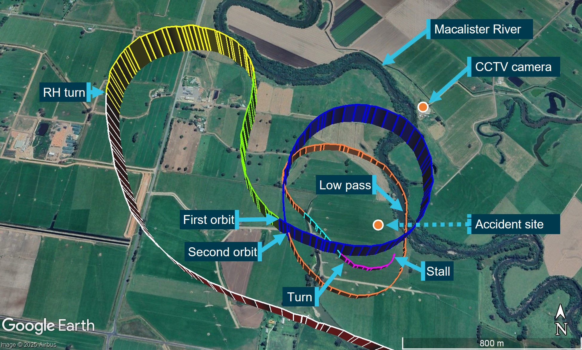 Accident flight path