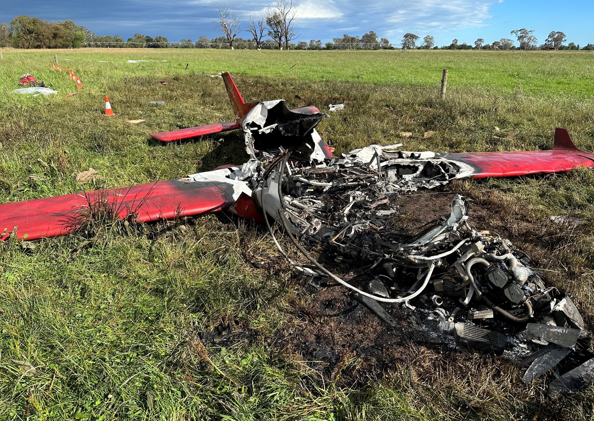 Fire damage to the aircraft
