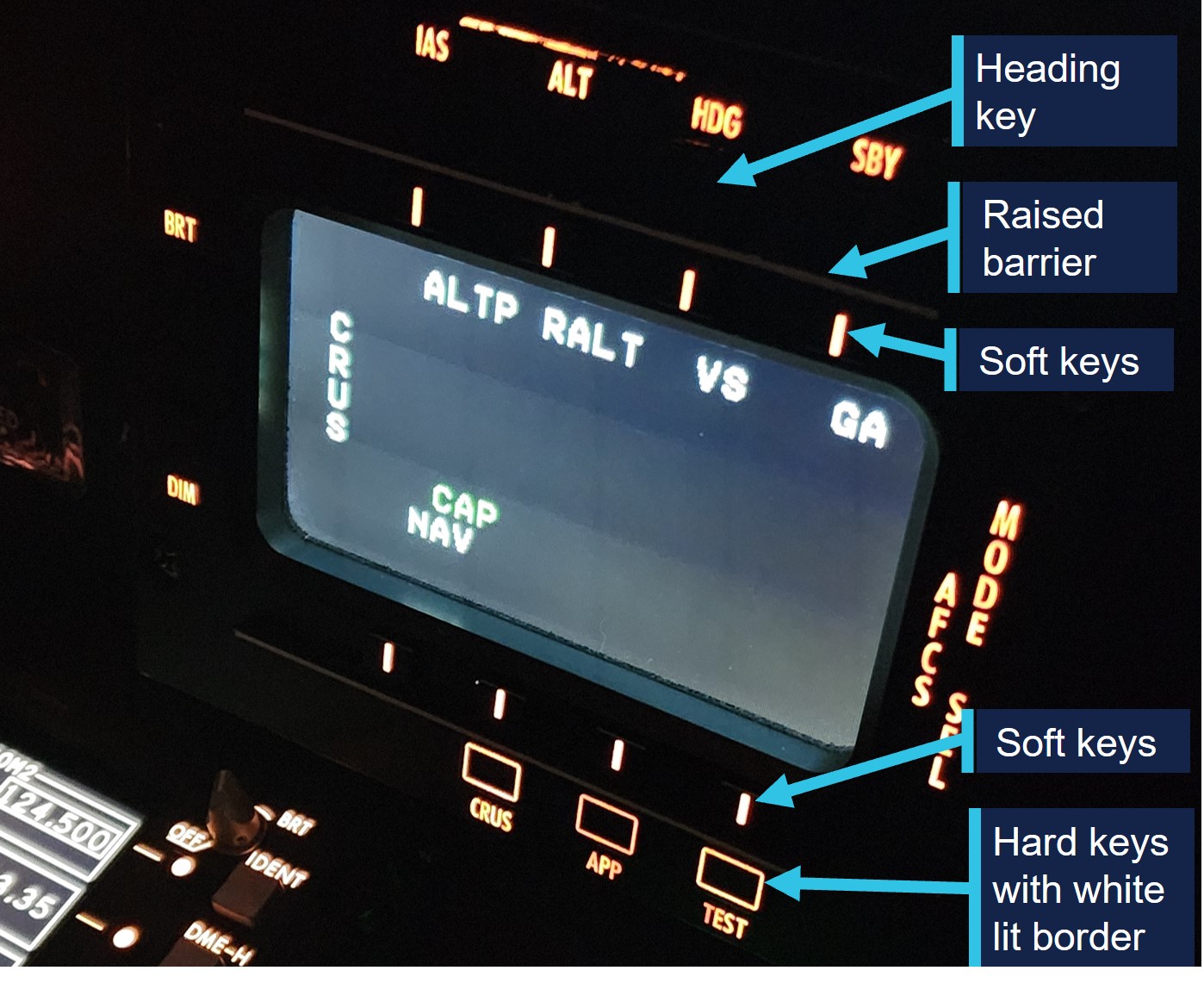 Image shows the mode select panel at night