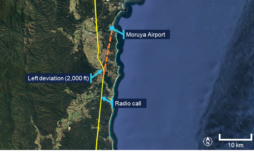 Diversion from Moruya Airport approach track