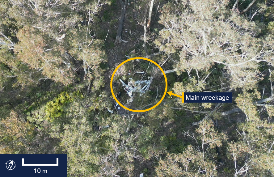 Overhead view of accident site