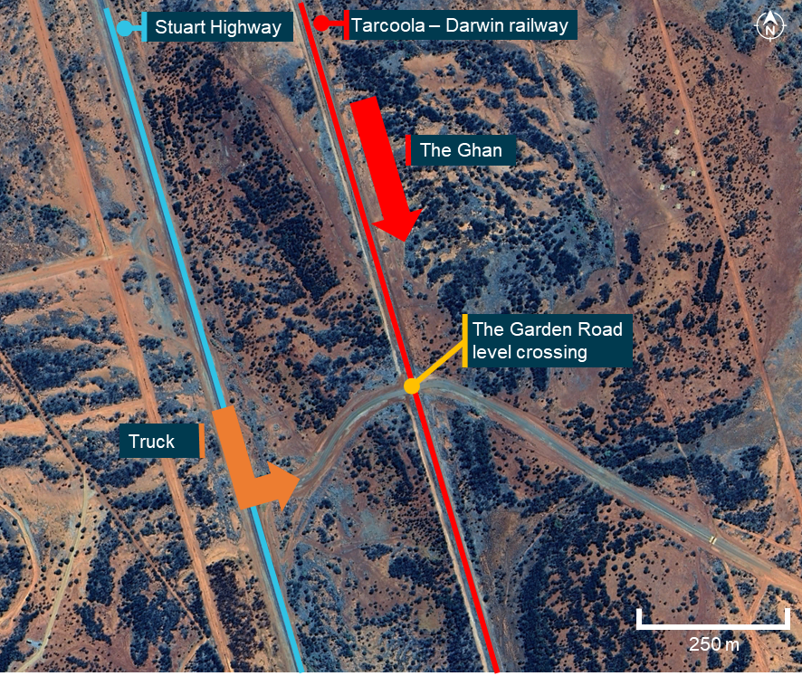 Map showing Tarcoola to Darwin rail line