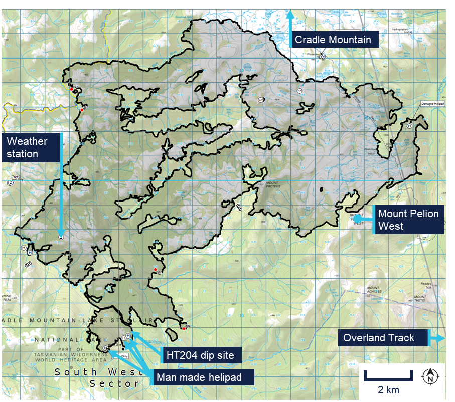 Outline of the Canning Peak fireground.