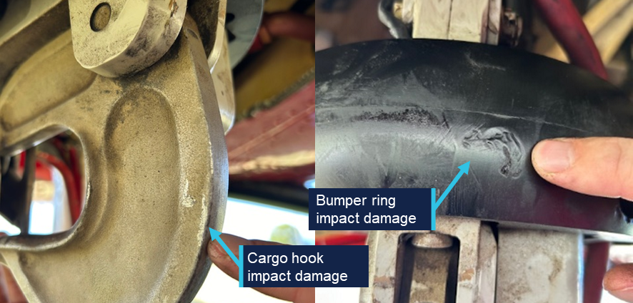 Image of the damage to the external load system.