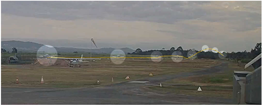 Montage of frames from CCTV showing the accident flight path