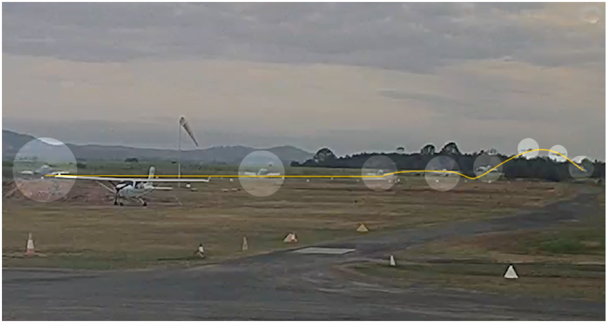 Montage of frames from CCTV showing the accident flight path