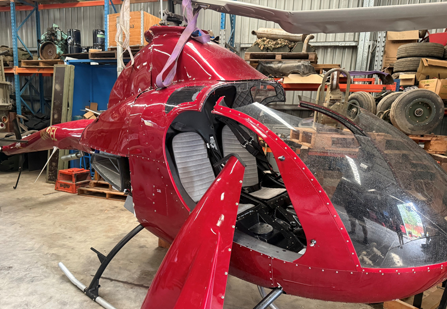 Damaged helicopter after recovery