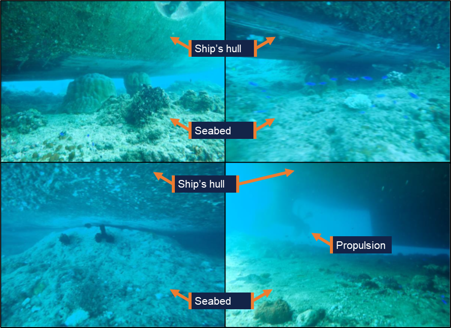 Underwater images taken during the dive inspection