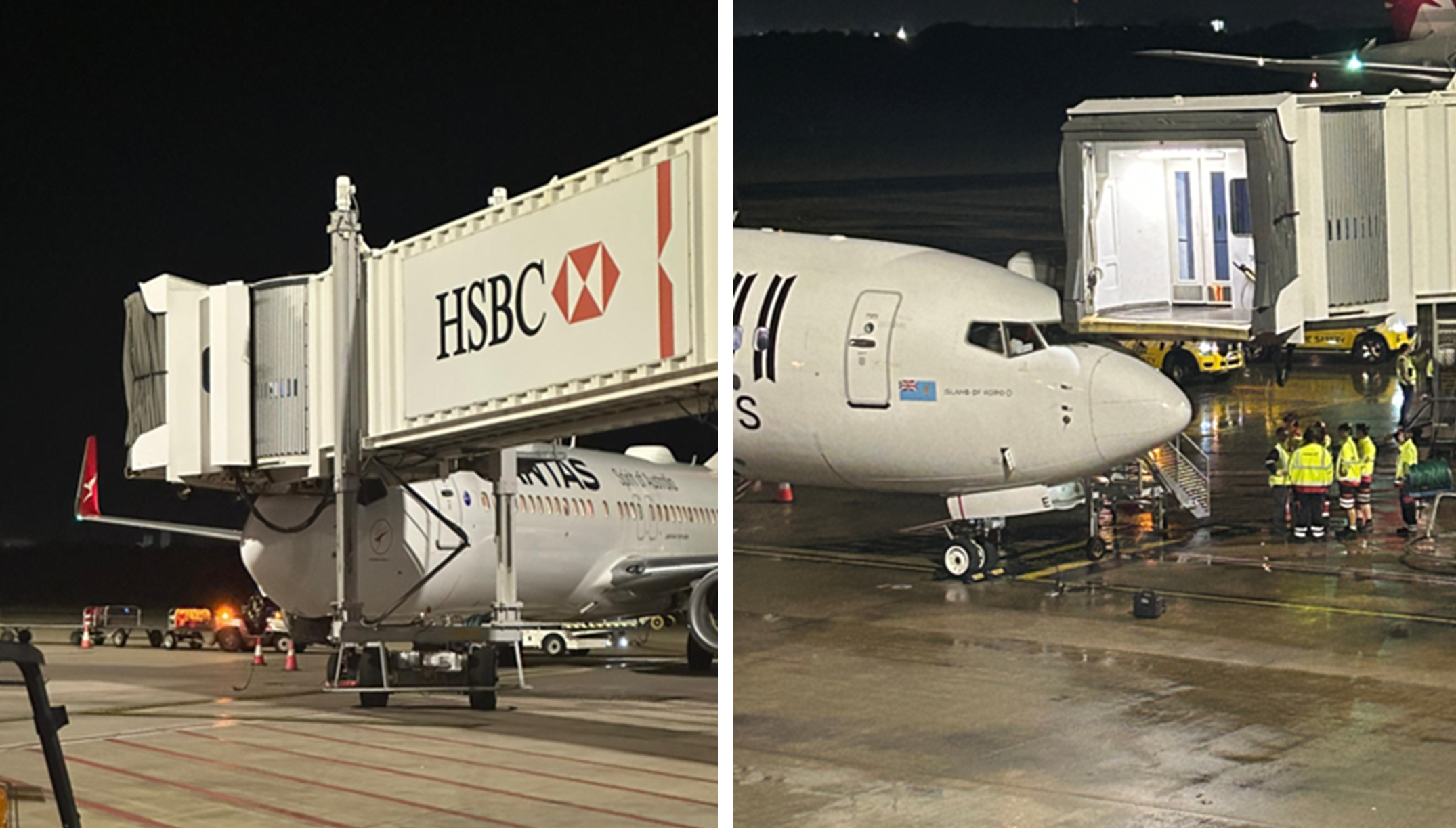 Collisions with the Qantas aircraft (left) and Fiji Airways aircraft (right).