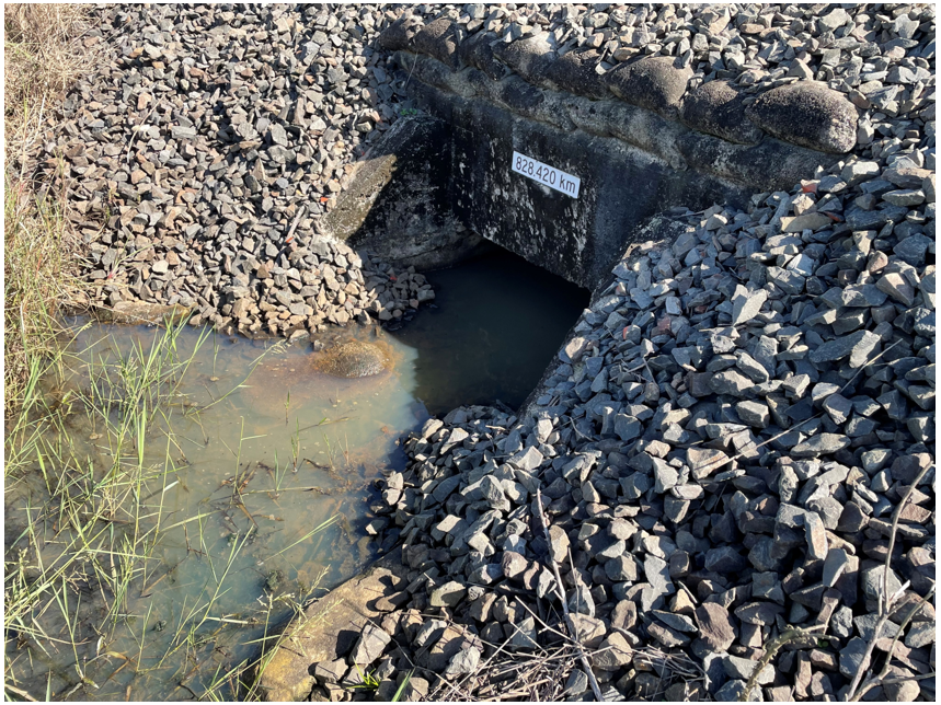 Drainage culvert beneath initial derailment location 