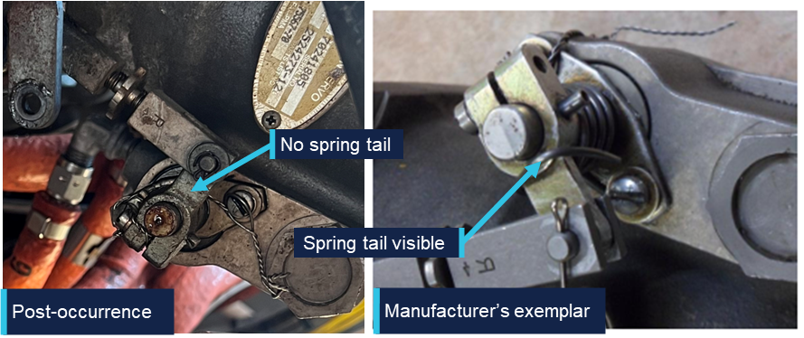 Post‑occurrence imagery identifying location of throttle mechanism spring