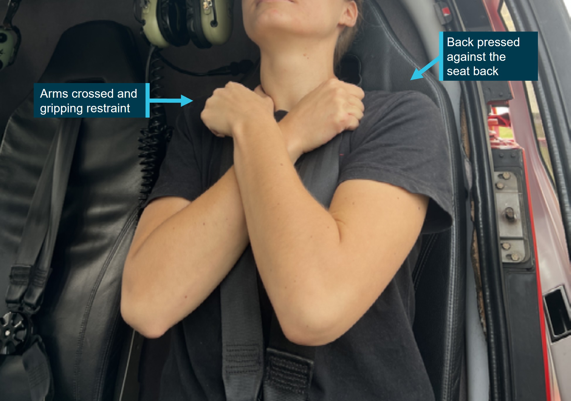 GBR Helicopters R44 helicopter brace position.