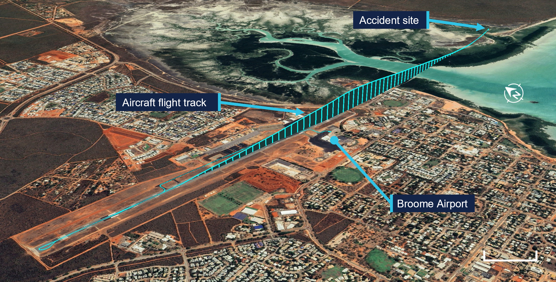 Flight track and location of accident site. 