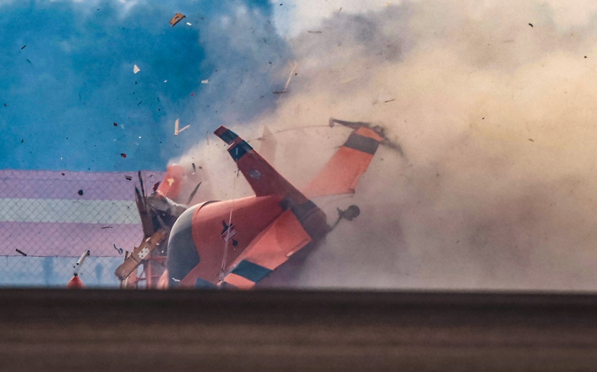 The image was captured during the accident sequence and shows a snap shot in time of VH-PVX.
