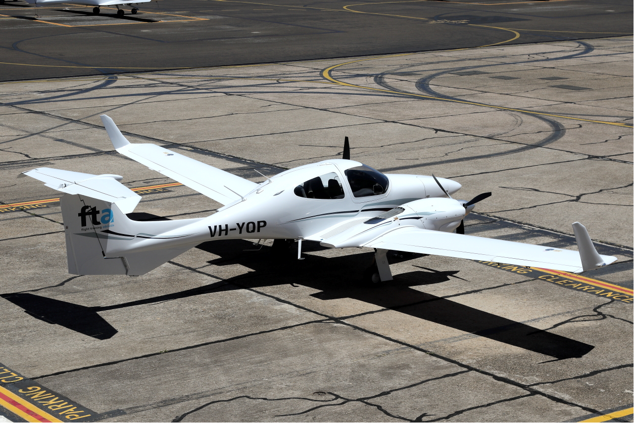 Photograph of Diamond DA42 aircraft, registration VH-YQP.