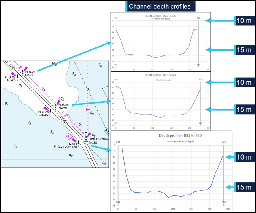 Figure showing channel cross sectional profiles for sections around the incident location.