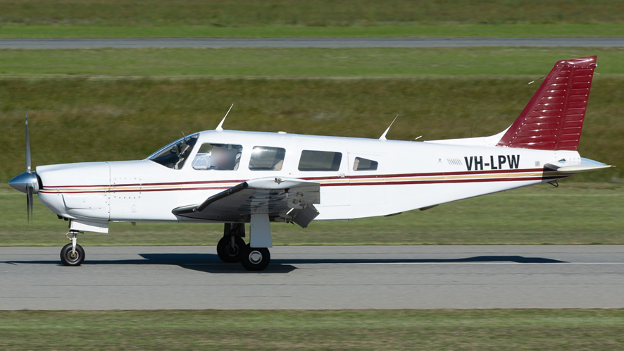 VH-LPW is shown taxiing.
