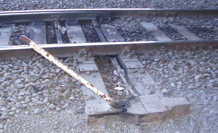 Example of a manual point lever prior to the installation of motorised points.