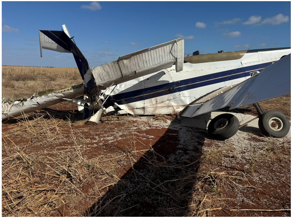 Photograph of the damaged aircraft