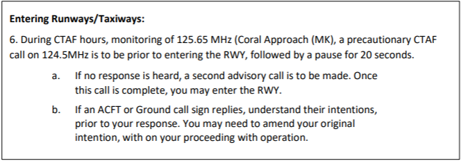 Image of an extract of text from Mackay Airport standard work procedures