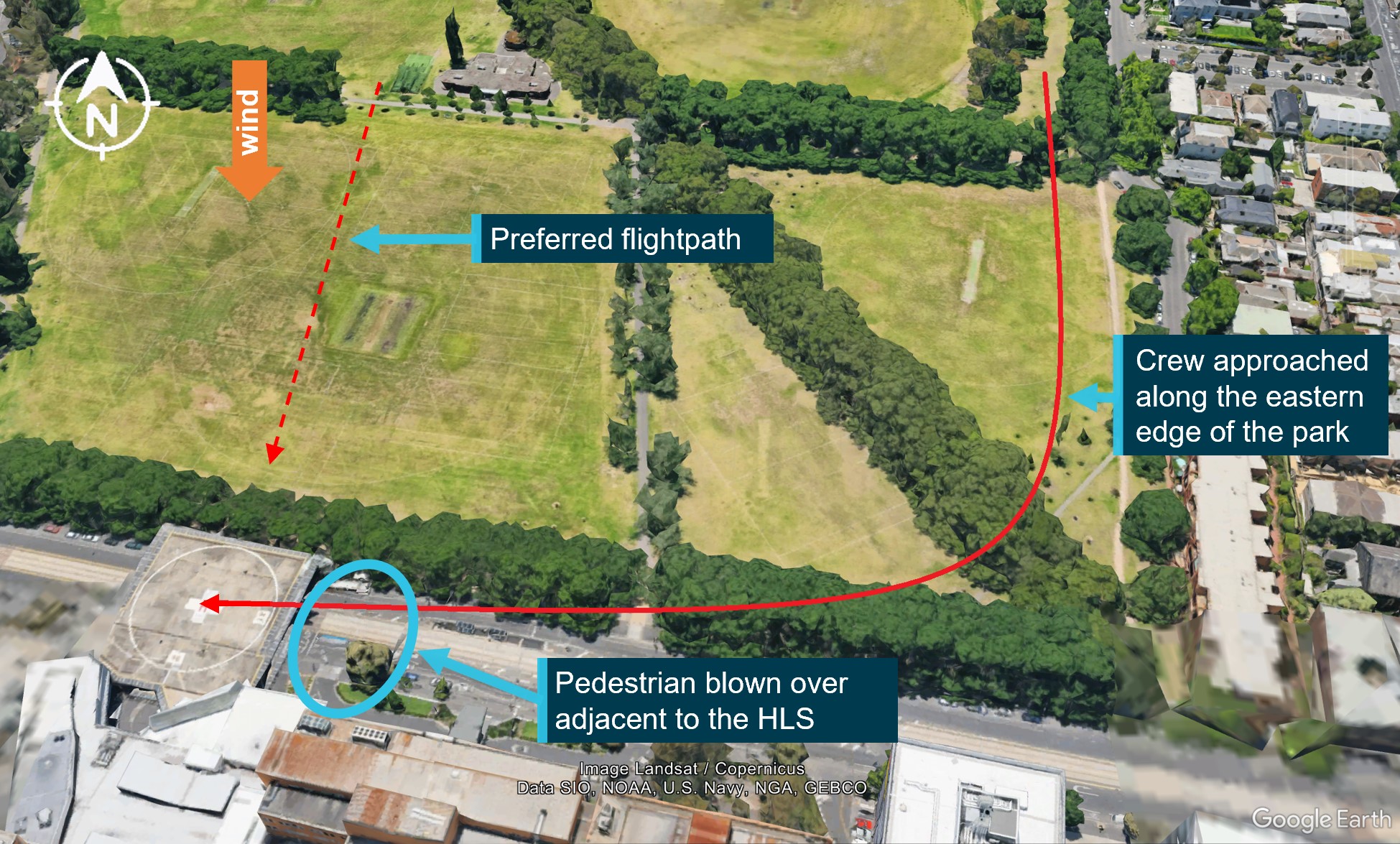 Figure 4: Approximate flight path based on reported information