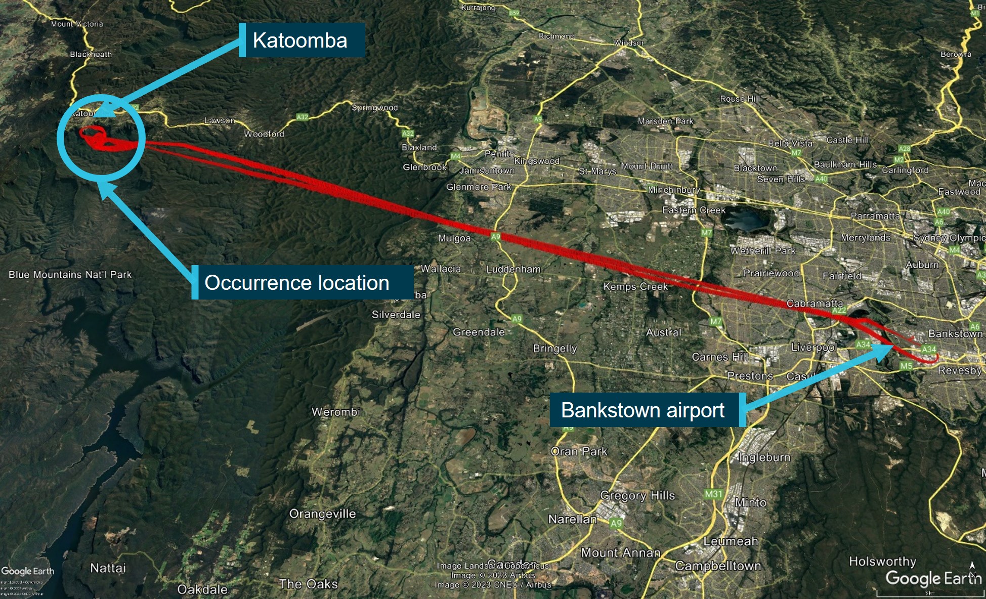 Figure 3: Flight data for VH-TJH on 26 March 2021