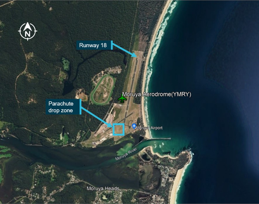 Figure 1: Moruya Airport and parachuting drop zone