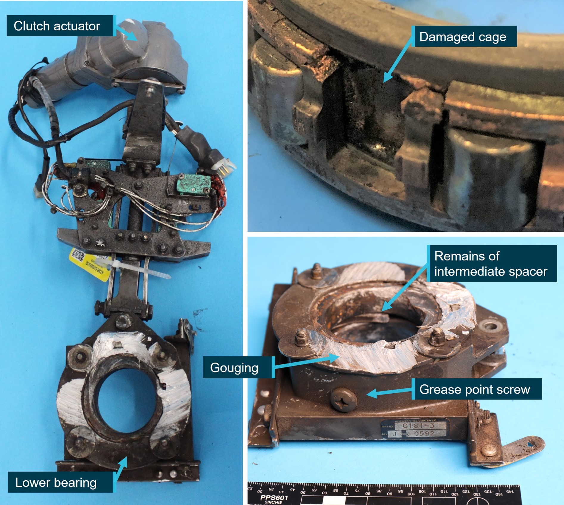Figure 4: Damage to lower actuator bearing