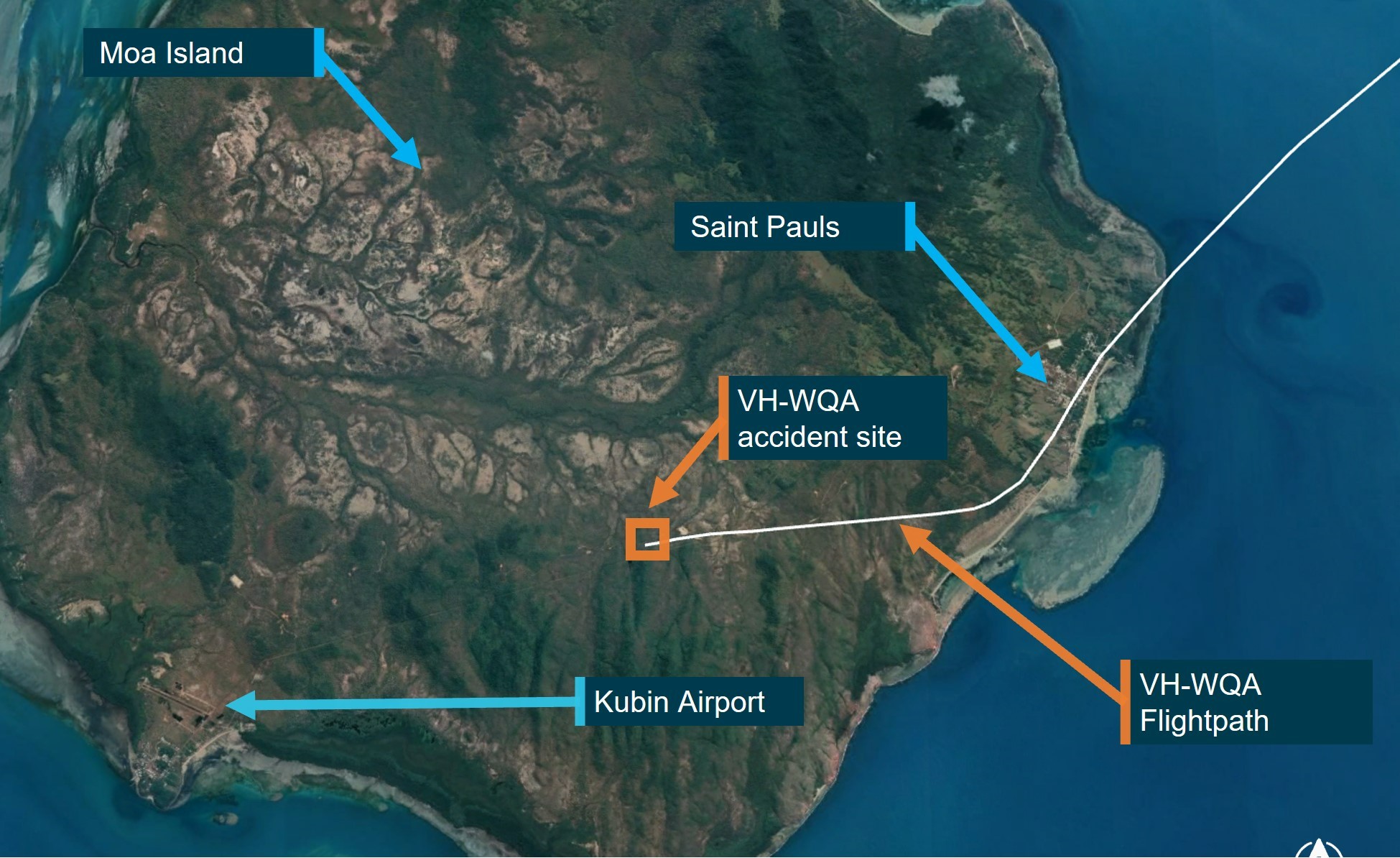 Figure 2: VH-WQA Moa Island flightpath