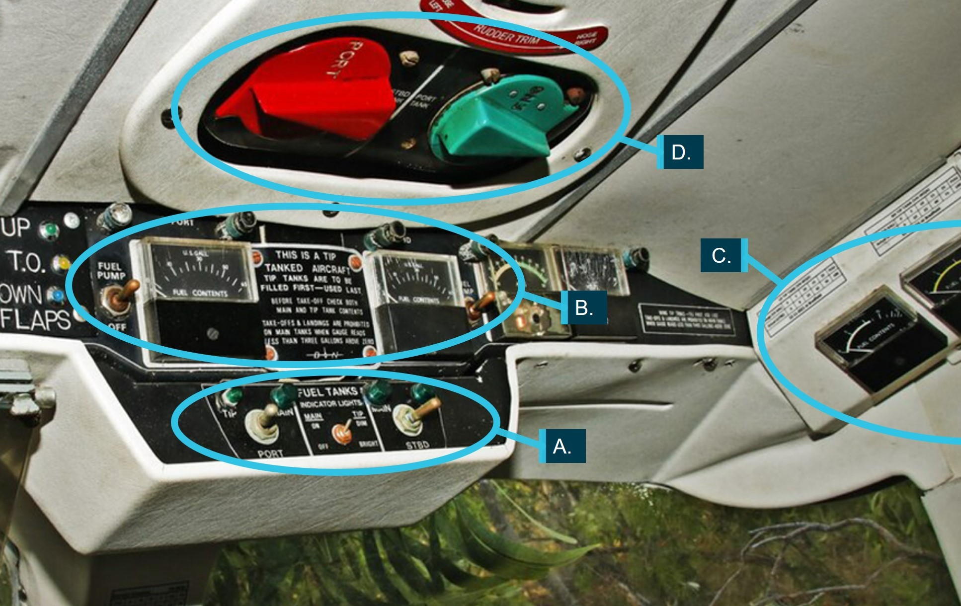 Figure 4: VH-WQA cockpit fuel system configuration