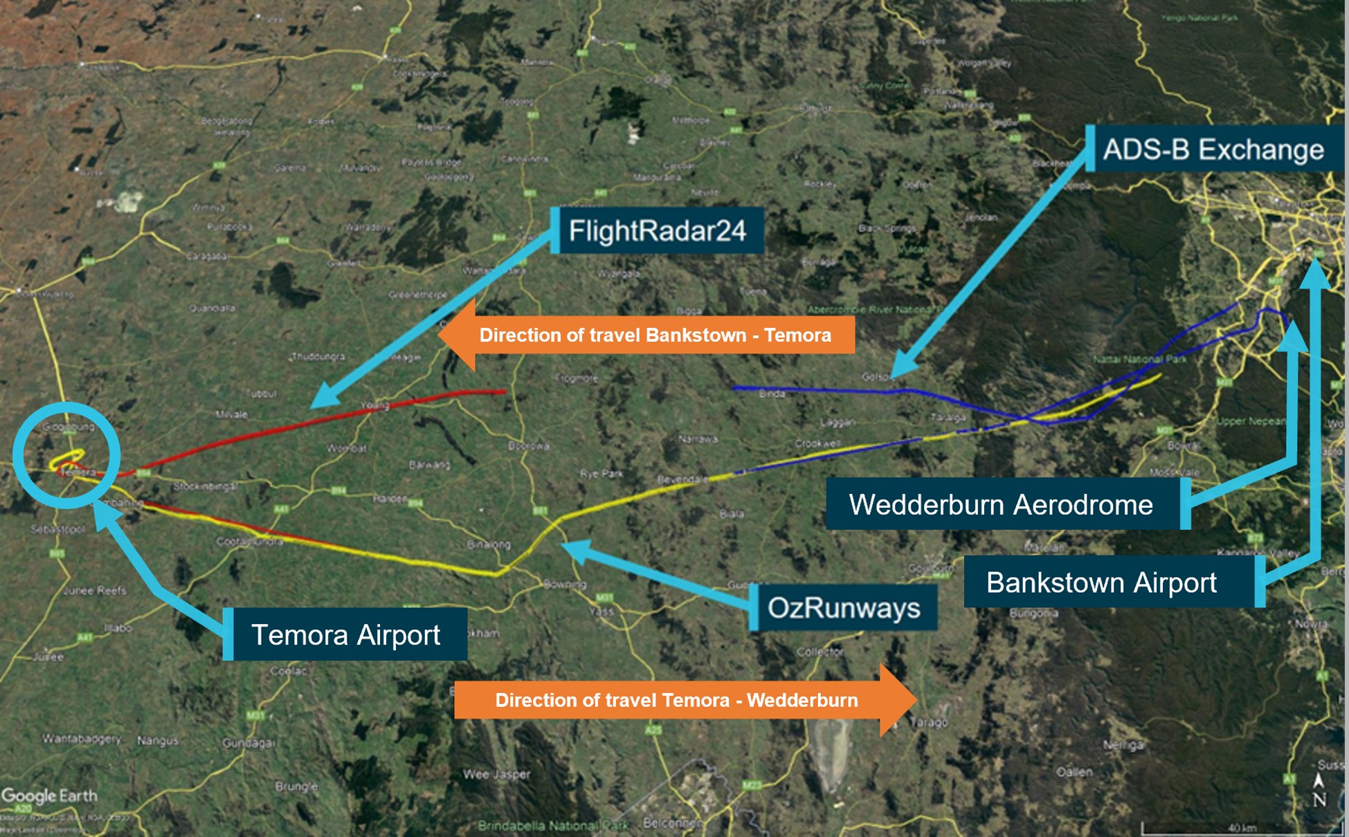 Figure 1: Flight tracking data from N600 on 26 December 2022