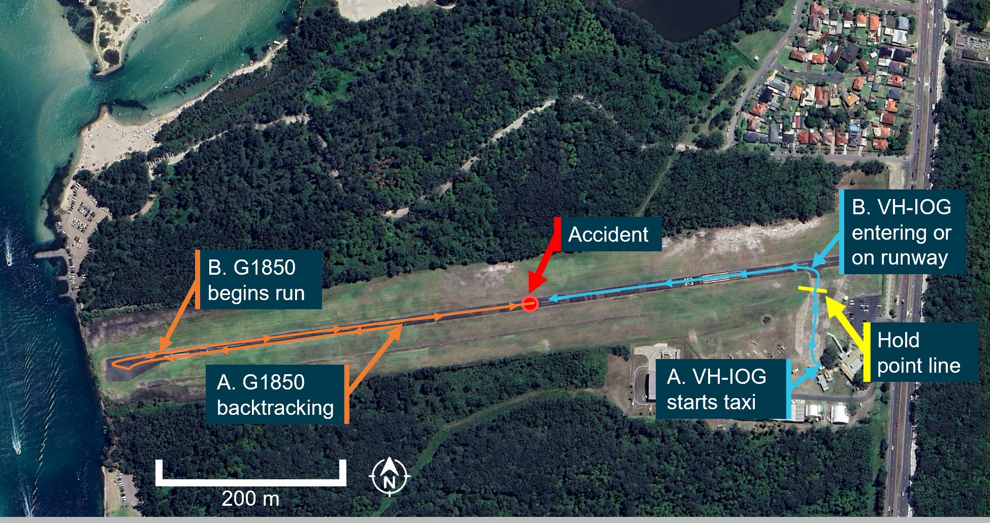 Figure 3: G1850 and VH-IOG ground tracks before accident